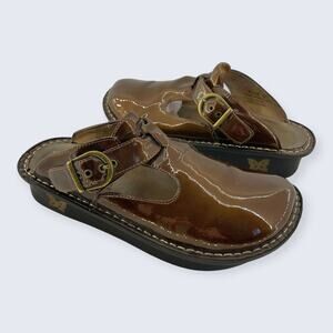 Alegria Shiny Bronze Brown Patent Leather Buckle Slide Mule ALG-126 35 5 5.5